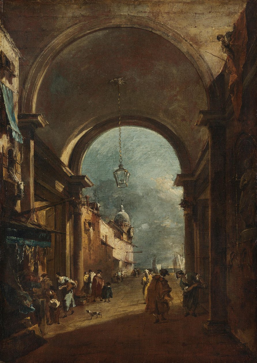 Udsigt gennem en port af Francesco Guardi
