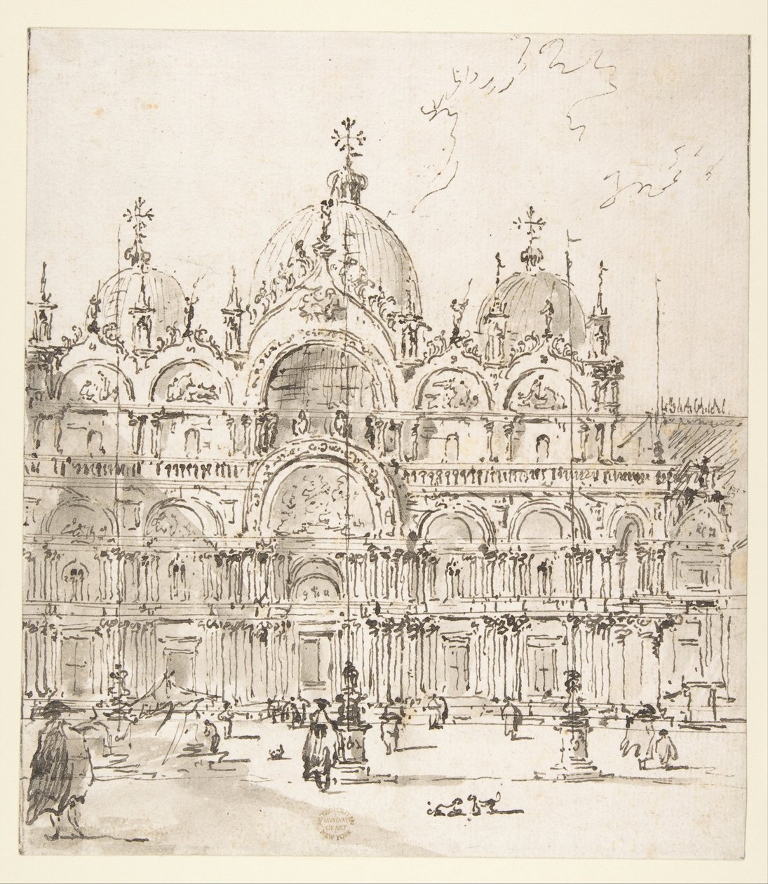 Udsigt over pladsen med Markuskirken af Francesco Guardi