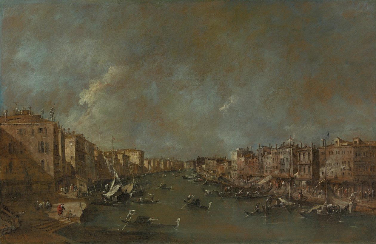 Udsigt over Canal Grande fra Ponte di Rialto af Francesco Guardi