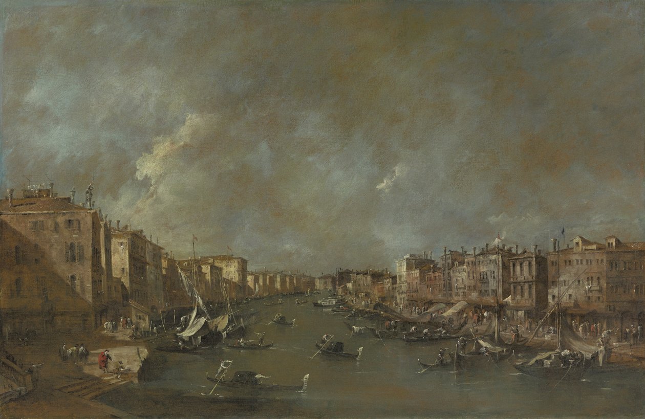 Udsigt over Canal Grande fra Ponte di Rialto, efter 1775 af Francesco Guardi
