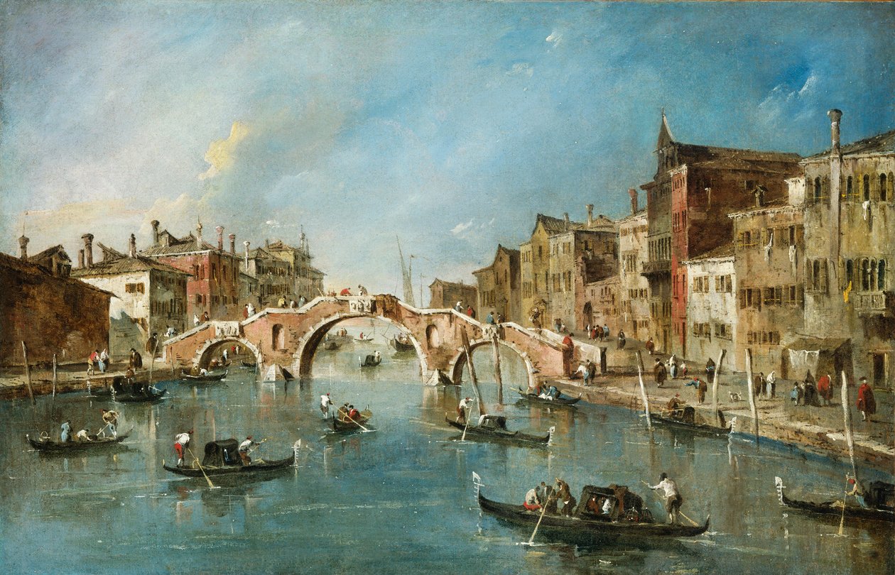 Udsigt over Cannaregio-kanalen, Venedig af Francesco Guardi
