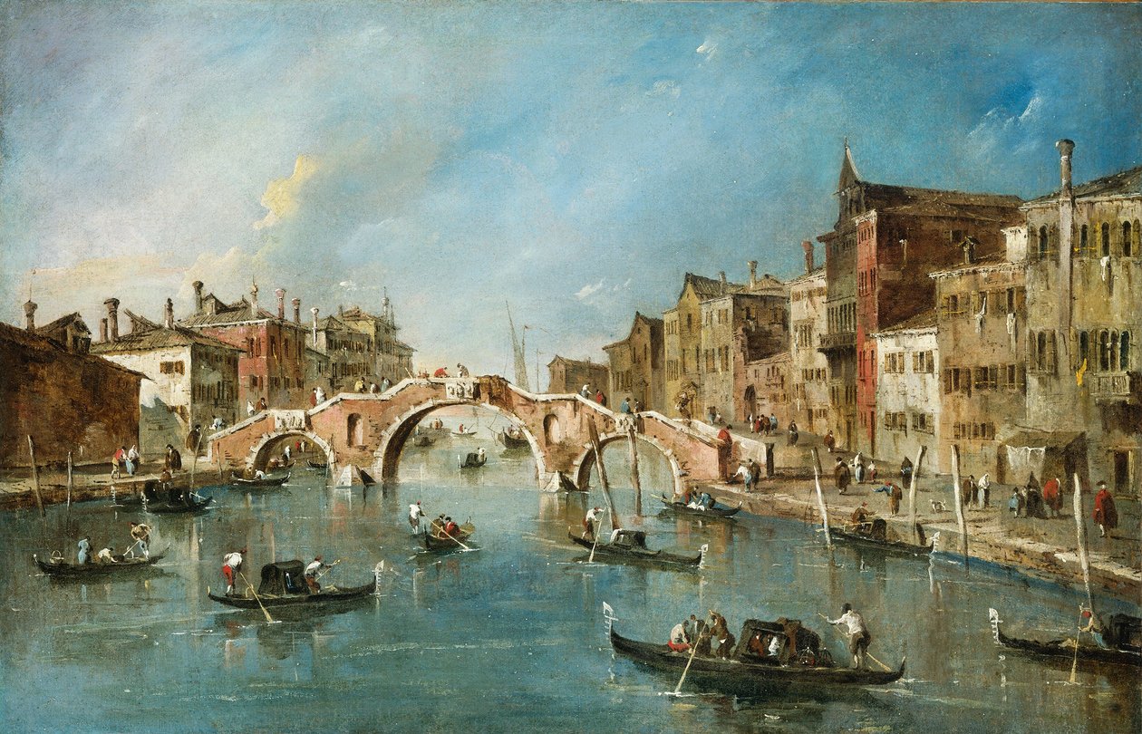 Udsigt over Cannaregio-kanalen, Venedig, ca. 1775-1780. af Francesco Guardi