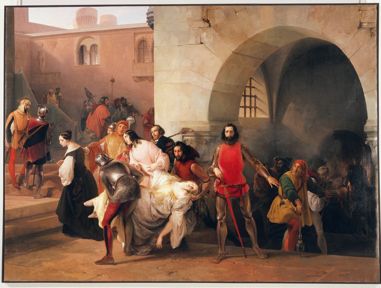 Bisen fundet af Marco Visconti i kælderen på hans slot ved Rosate, tema fra romanen Marco Visconti af Tommaso Grossi, illustration af Francesco Hayez af Francesco Hayez