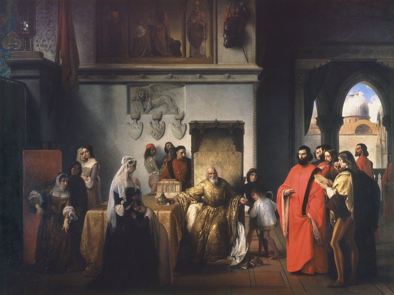 Doge Francesco Foscaris fjernelse (De to Foscari) af Francesco Hayez