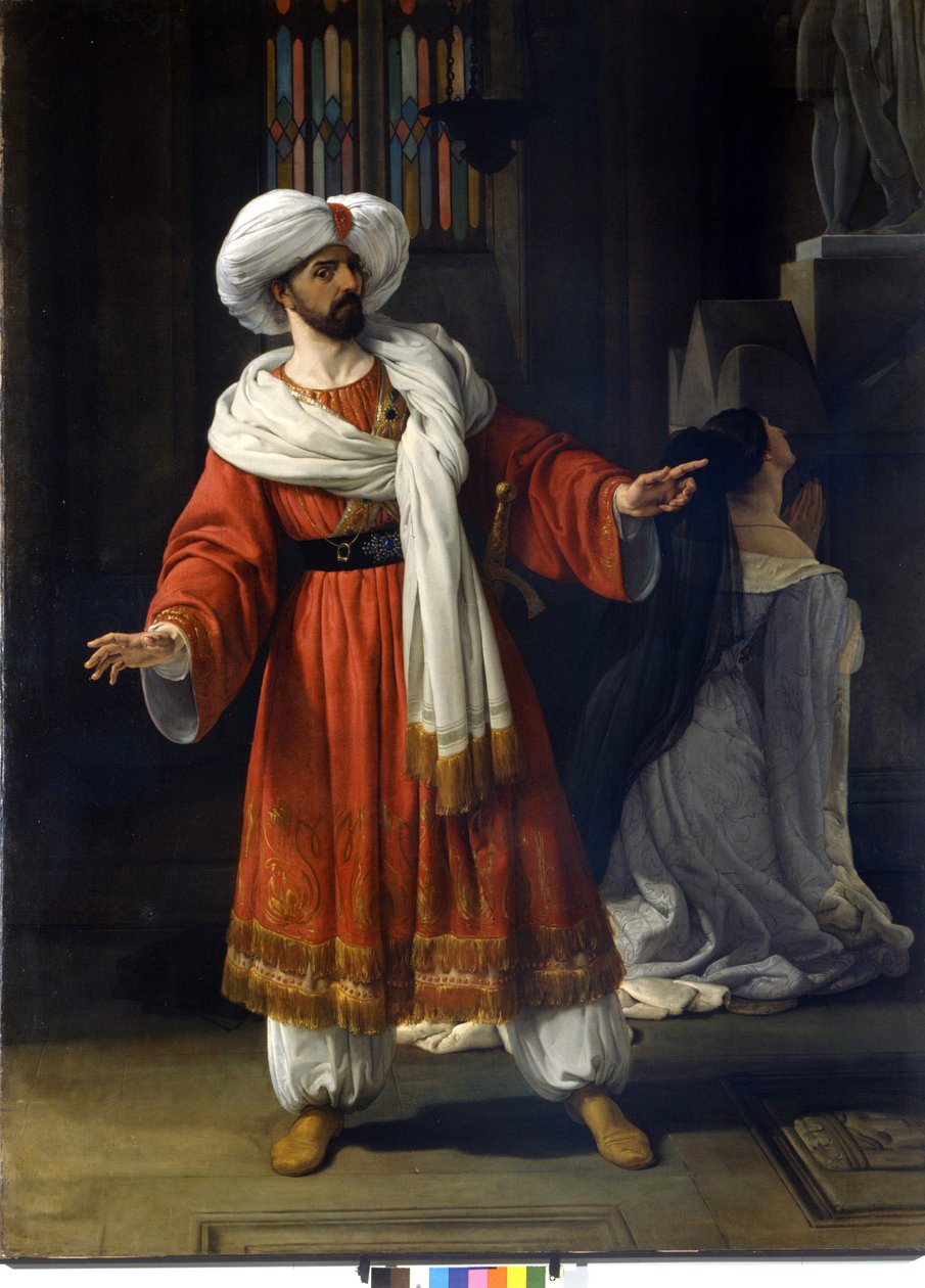 Giovanni David (Davide) italiensk tenor i "Araberne i Gallien" af Giovanni Pacini (1796 - 1867). Maleri af Hayez af Francesco Hayez
