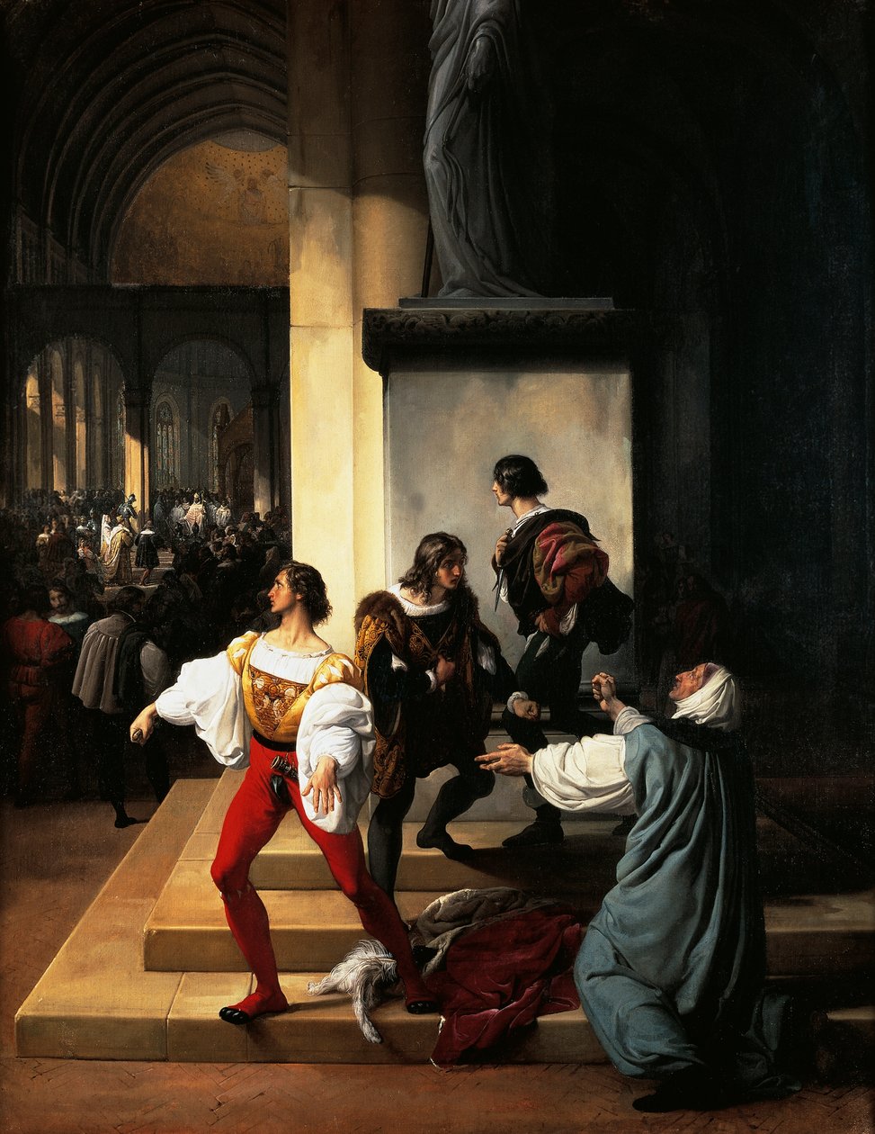 Lampugnani Conspiracy af Francesco Hayez (1791-1882), olie på lærred af Francesco Hayez