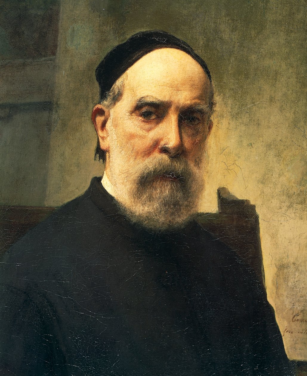 Selvportræt i en alder af 88, af Francesco Hayez (1791-1882), olie på lærred, 58x46 cm, detalje af Francesco Hayez