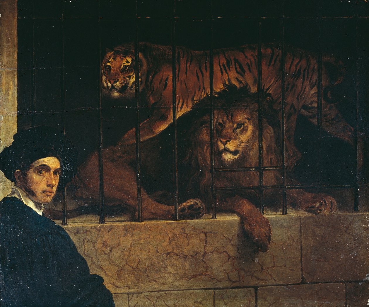 Selvportræt med en tiger og løve, af Francesco Hayez af Francesco Hayez