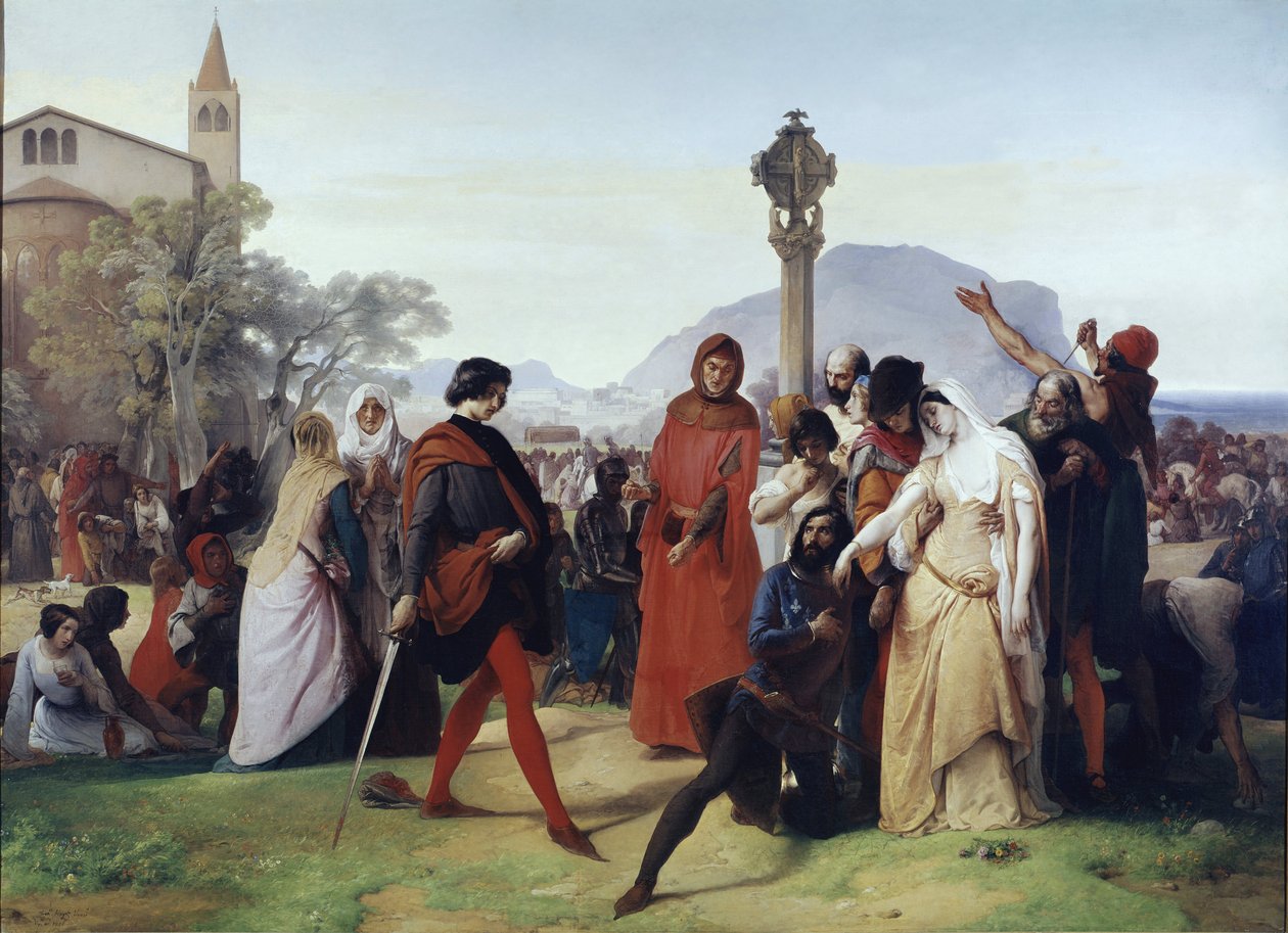 Sicilianske Vesper: Påsketirsdag - De franske massakrer udført af sicilianerne, 31. marts af Francesco Hayez