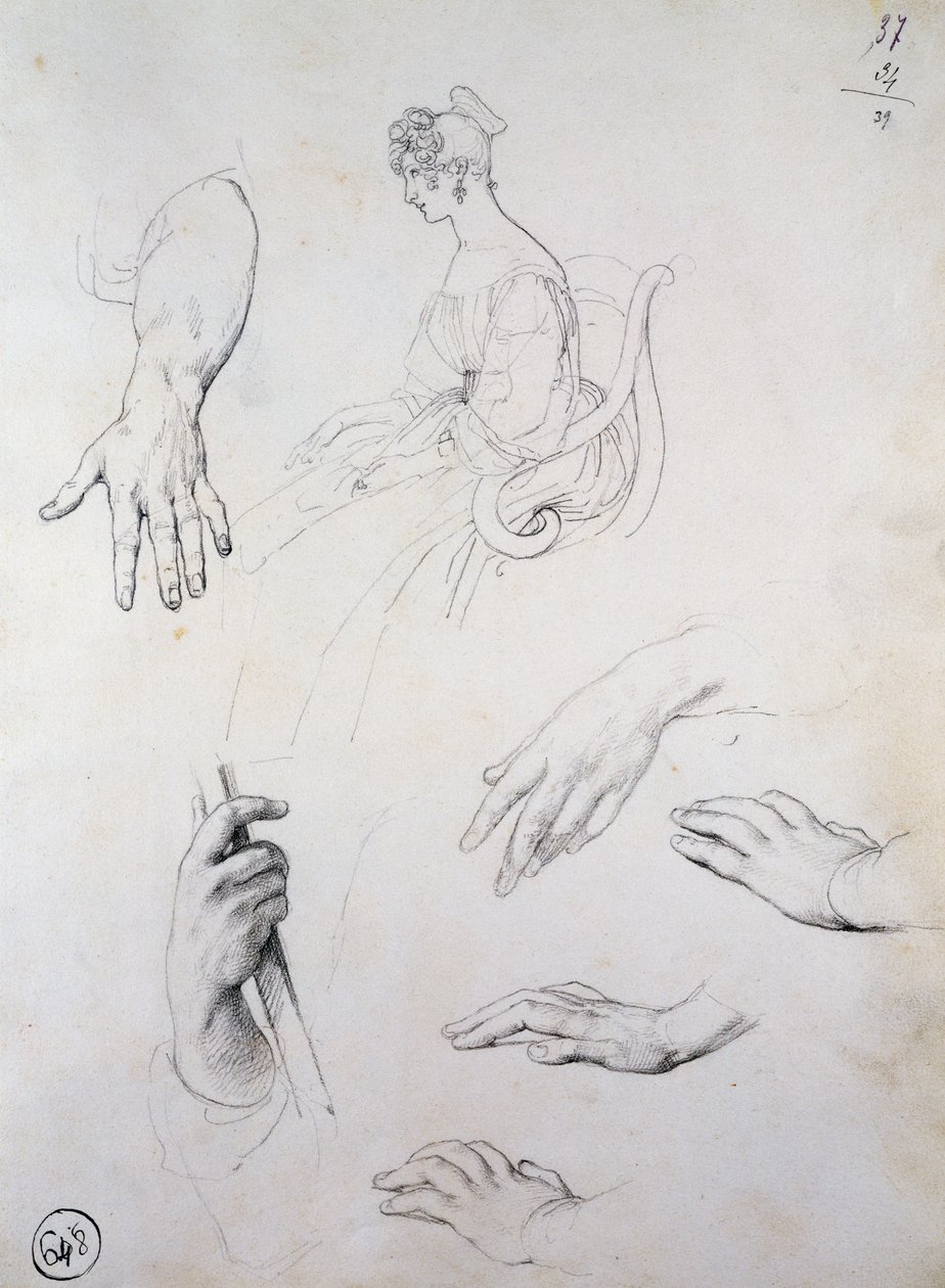 Studie til Portræt af Cristina Trivulzio Belgiojoso af Francesco Hayez