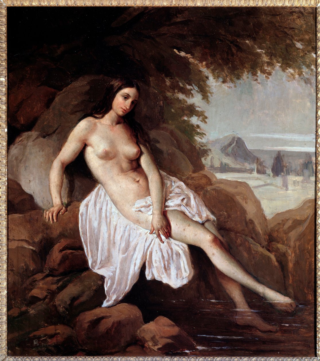 The Bather Maleri af Francesco Hayez (1791-1882) 1832 Dim 63x56 cm Bergamo, Accademia Carrara af Francesco Hayez