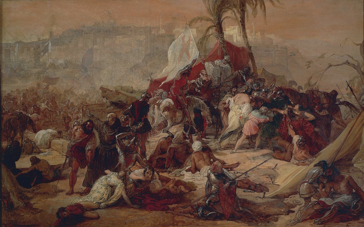De første korsfareres tørst led i Jerusalem, af Francesco Hayez af Francesco Hayez