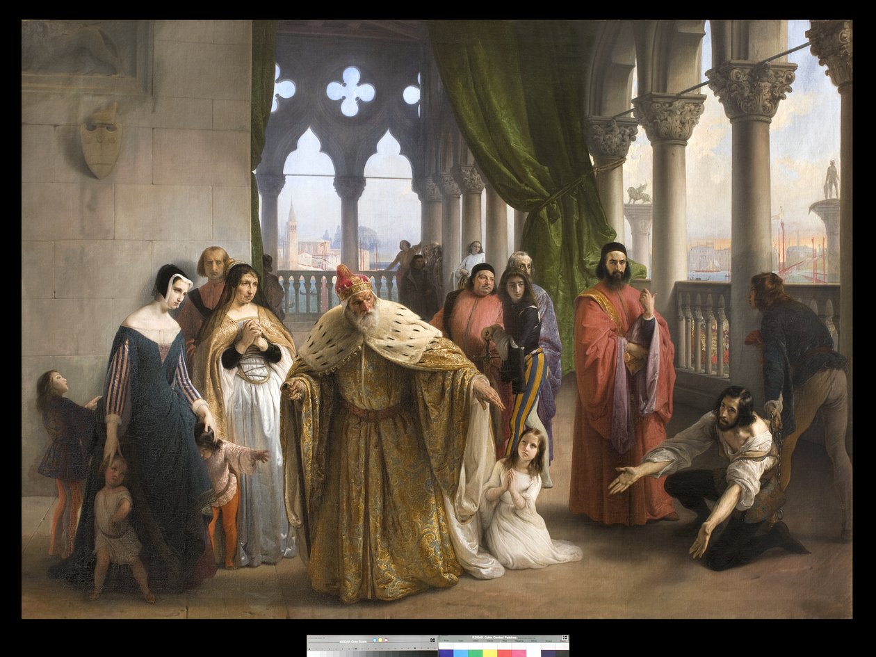 Det sidste møde mellem Jacopo Foscari og hans familie før de blev forvist, 1838-40 af Francesco Hayez