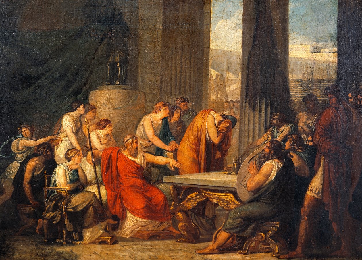 Ulysses ved hoffet i Alcinous af Francesco Hayez (1791-1882), olie på lærred, 69x98 cm af Francesco Hayez