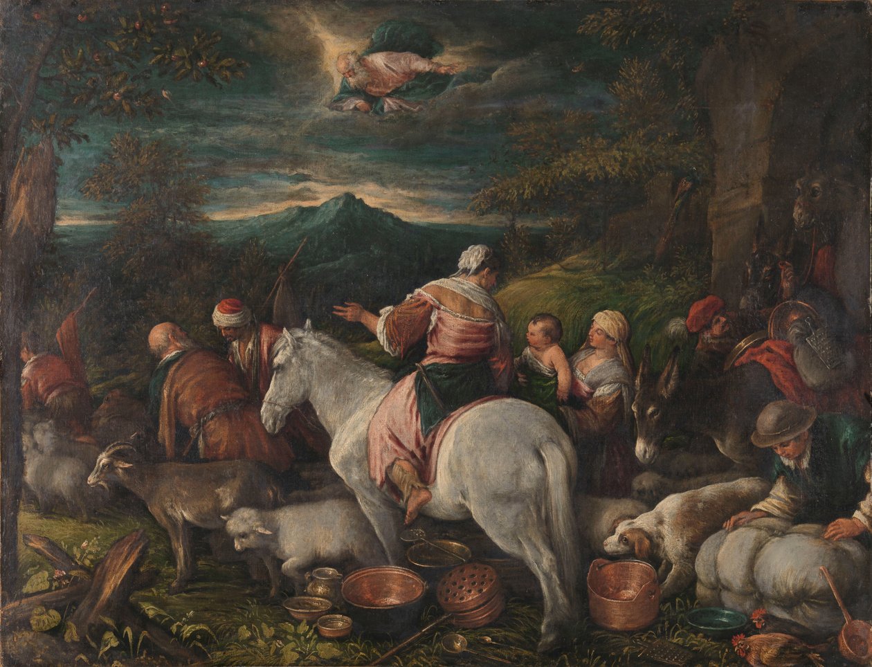 Abraham forlader Haran af Francesco II Bassano (attributed to)