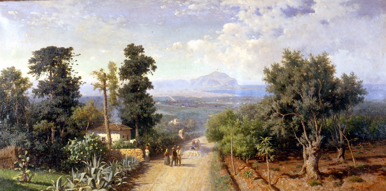 Omgivelserne i Palermo. Maleri af Francesco Lojacono (1841 - 1915) af Francesco Lojacono