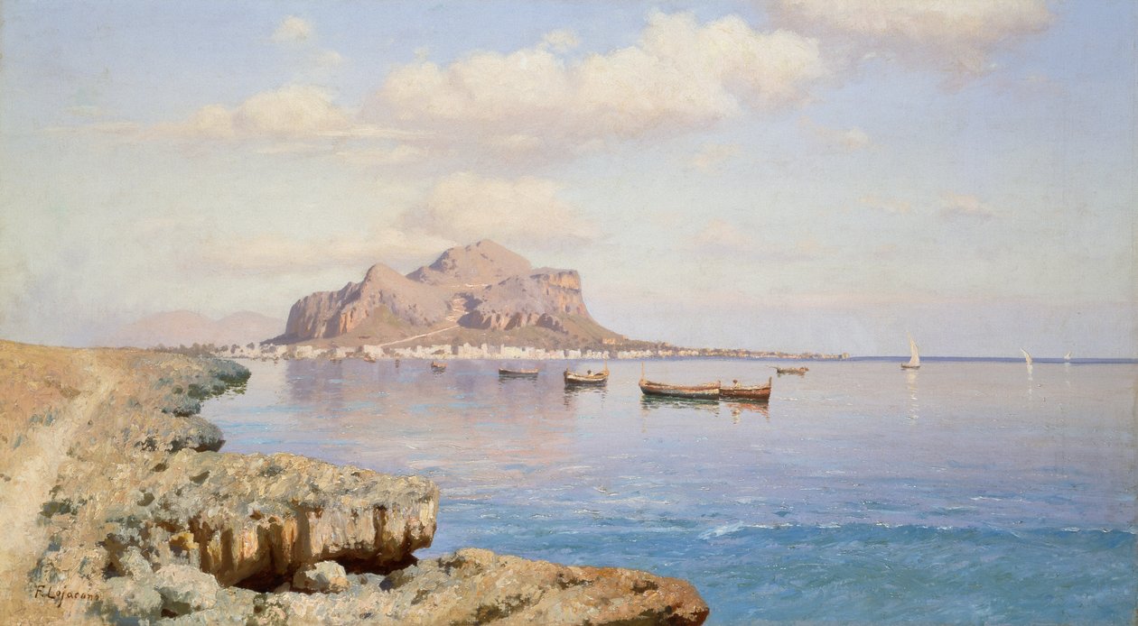 Udsigt over Palermo, af Francesco Lojacono (1838-1915), olie på lærred, 50,5x91,5 cm af Francesco Lojacono