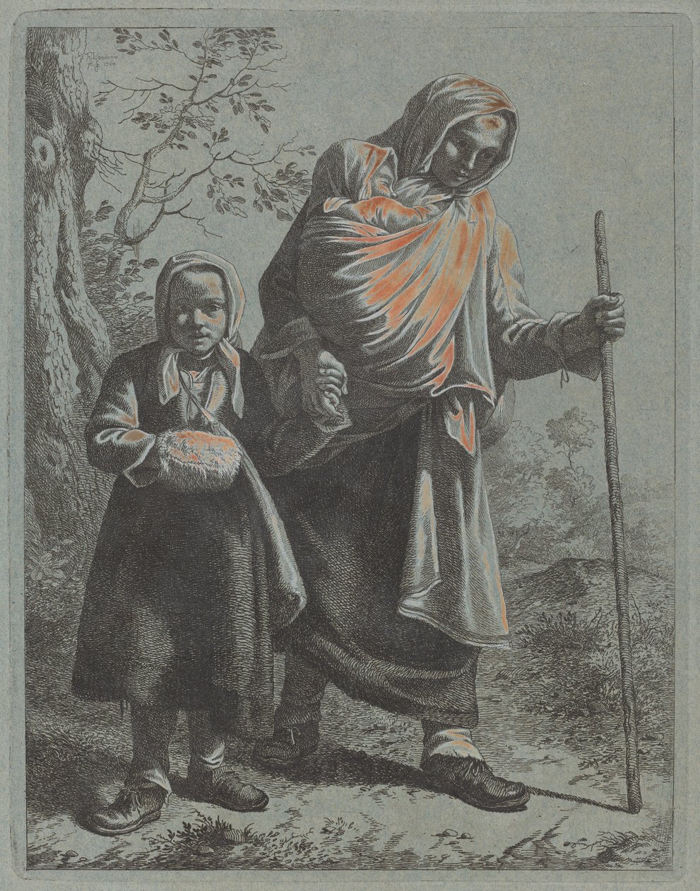 Bondekvinde med baby og lille pige, 17601764. af Francesco Londonio