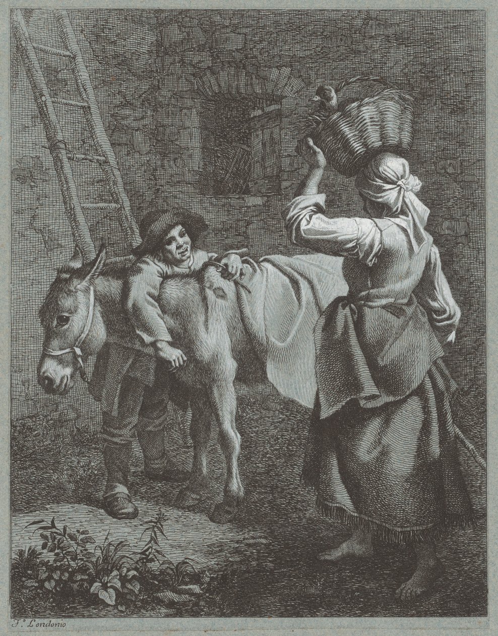 Hyrdedreng taler med en bondepige, 1764. af Francesco Londonio