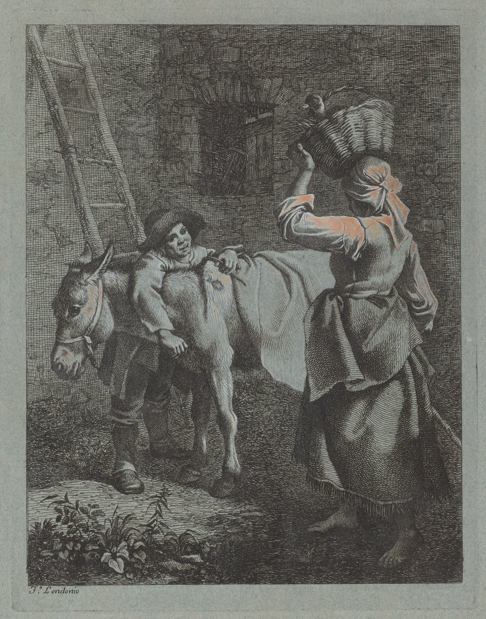 Hyrde taler til en bondekvinde, 17601764. af Francesco Londonio