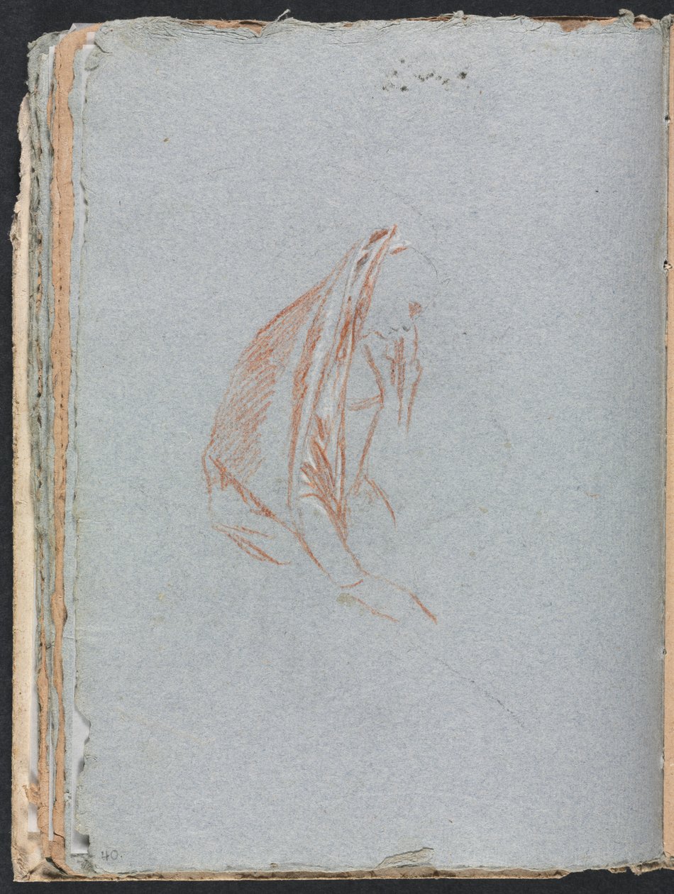 Verona Skitsebog: Kvindefigur med kappe side 40, 1760. af Francesco Lorenzi