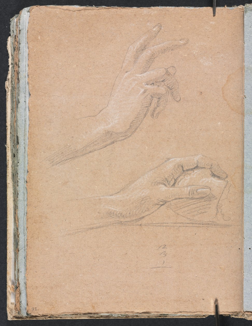 Verona Skitsebog: Hænder side 92, 1760. af Francesco Lorenzi