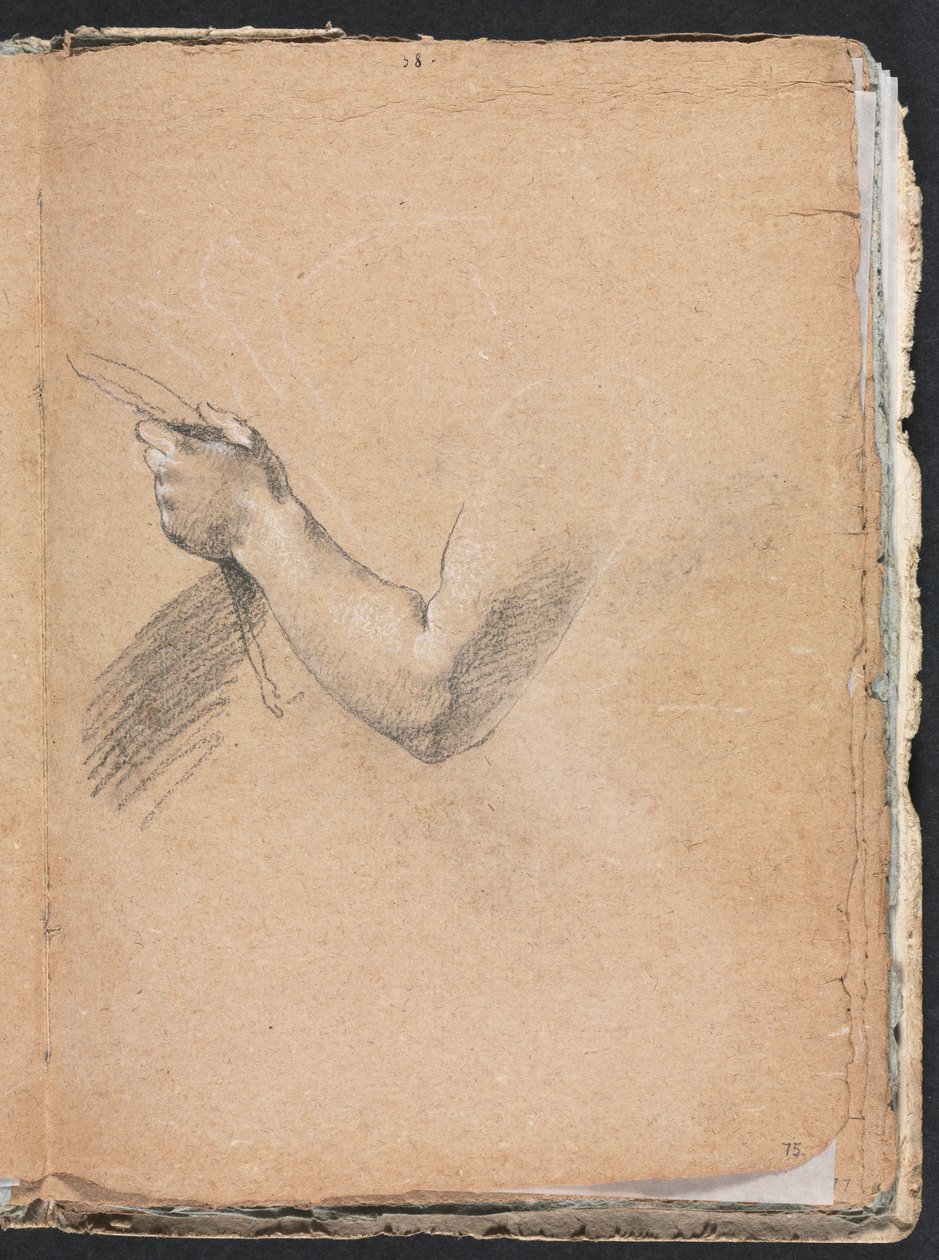 Verona Skitsebog: Venstre arm og hånd side 75, 1760. af Francesco Lorenzi