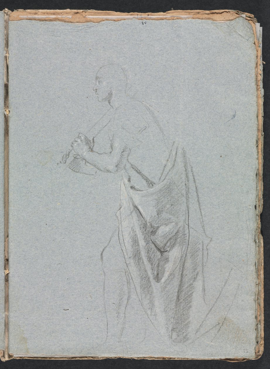 Verona Skitsebog: Stående han med draperi side 19, 1760. af Francesco Lorenzi