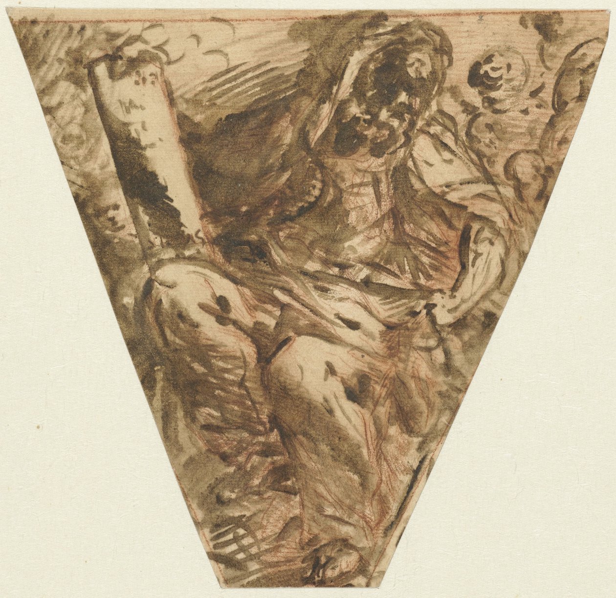 Zw-fyldning med siddende apostel af Francesco Maffei (attributed to)