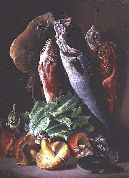 Stilleben med fisk af Francesco Malacrea