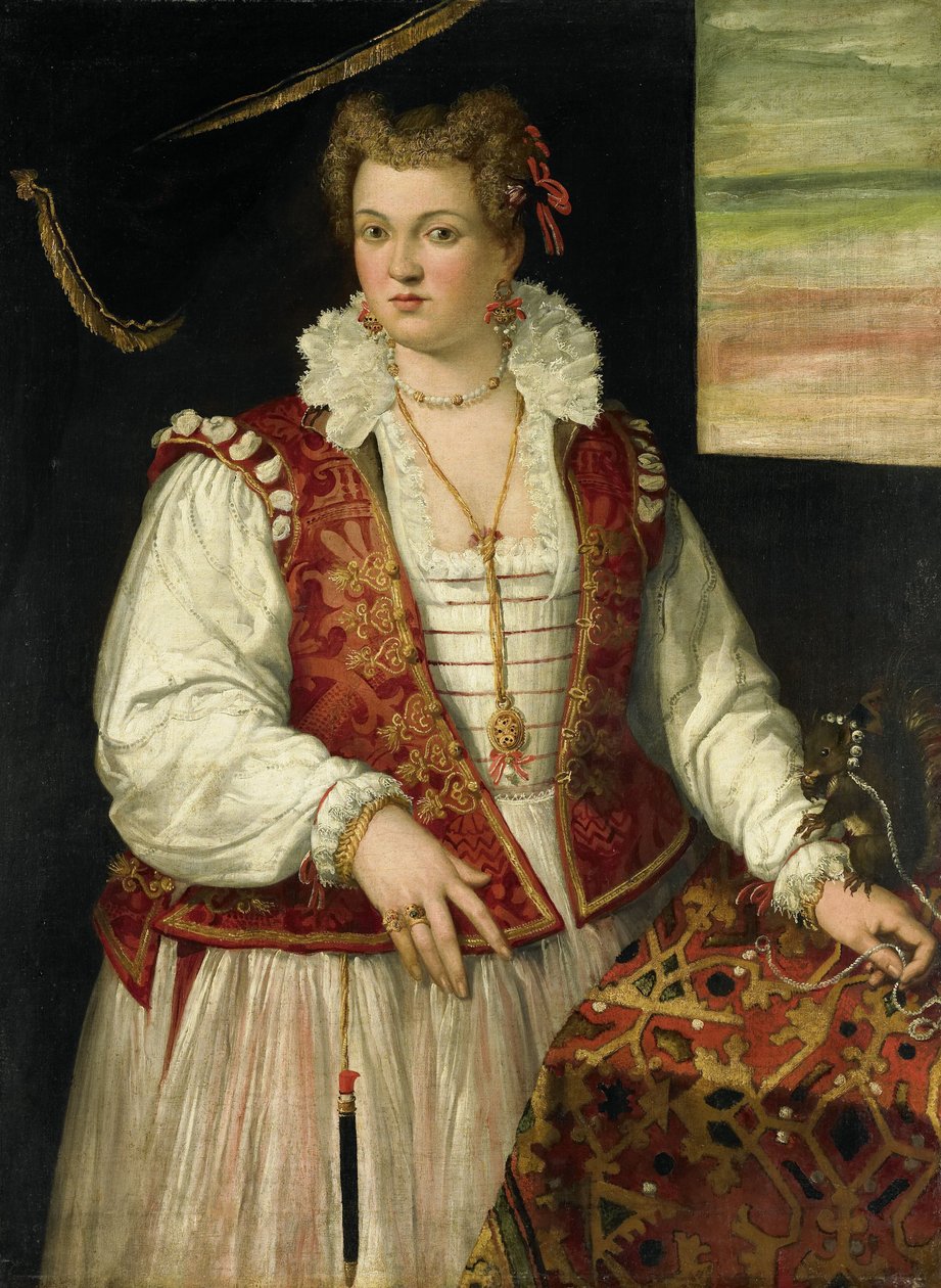 Portræt af en kvinde med et egern af Francesco Montemezzano