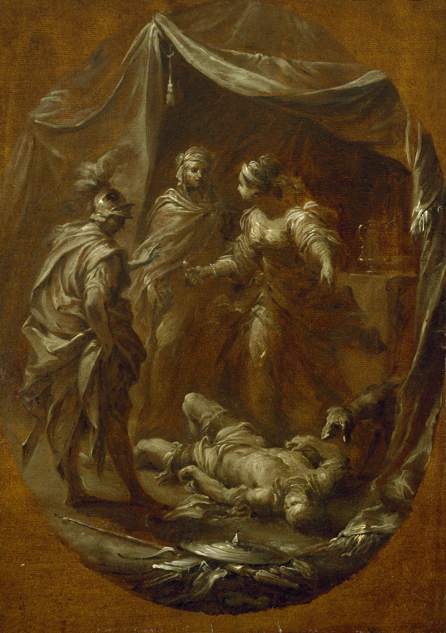 Jael og Sisera, ca. 1730 (olie på papir, lagt på lærred) af Francesco Monti