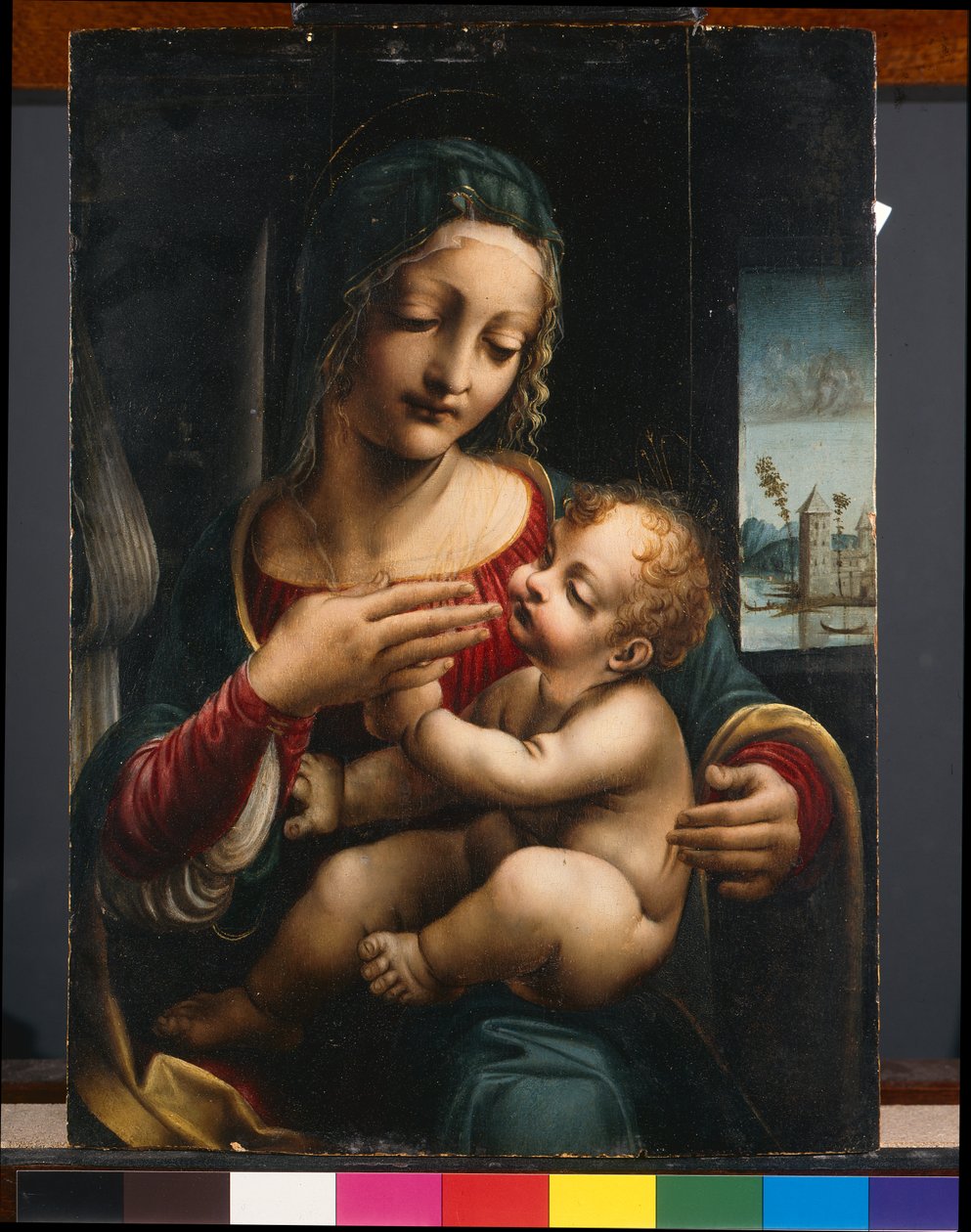 Jomfru og barn, ca. 1490-1500 (olie på panel) af Francesco Napoletano