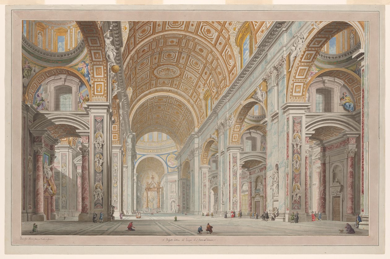 Interiørbillede af Peterskirken i Vatikanet af Francesco Panini