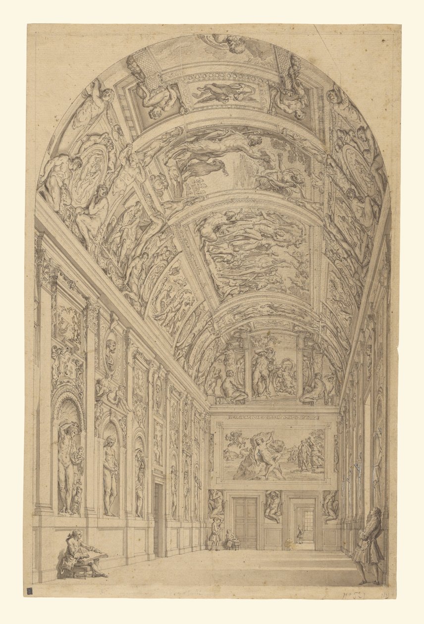 Udsigt over Farnese-galleriet, Rom af Francesco Panini