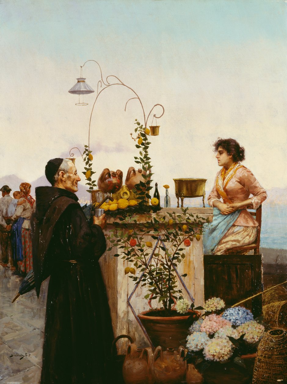 Drikkevarehandler, af Francesco Paolo Diodati (1864-1940), olie på lærred, 68x51 cm af Francesco Paolo Diodati