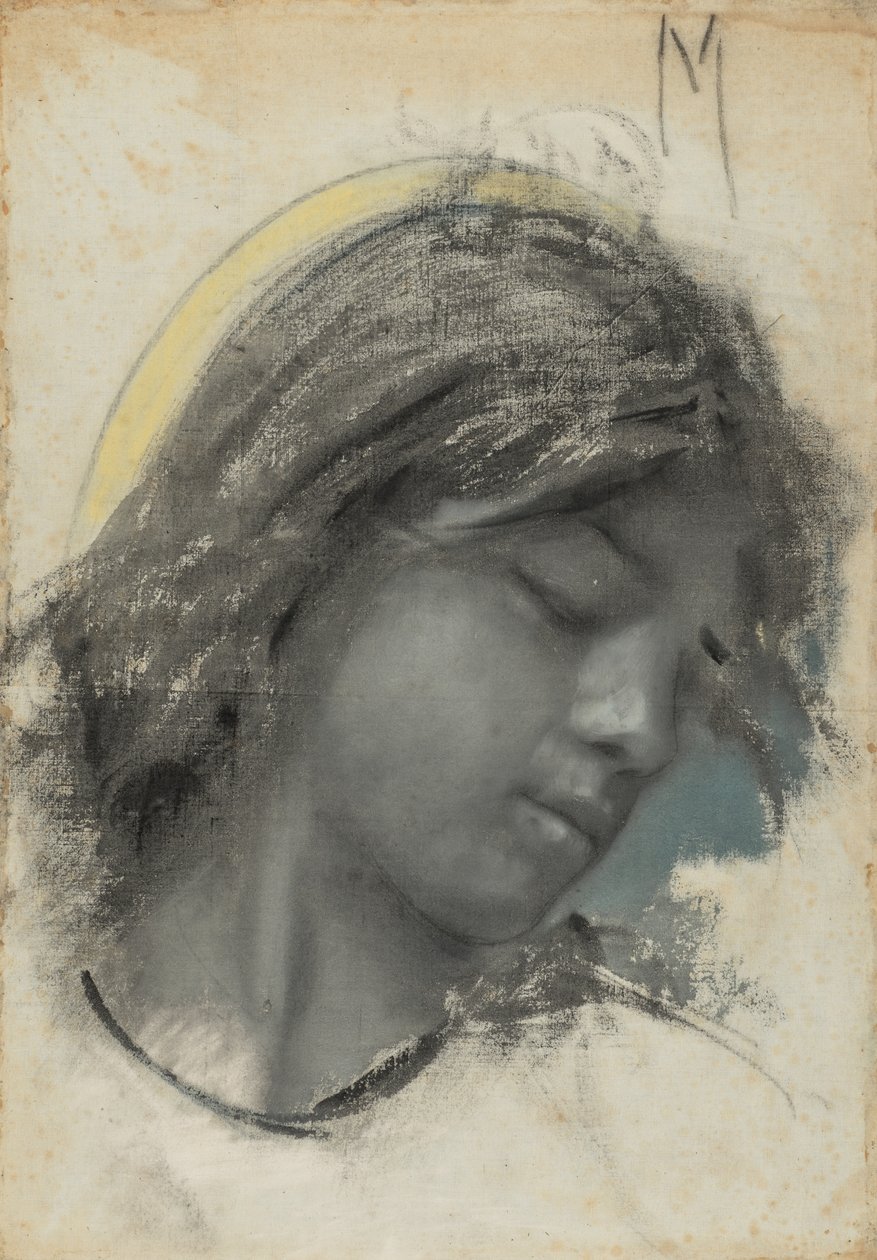 Hoved af en engel (recto); Hoved af en kvinde (verso) af Francesco Paolo Michetti
