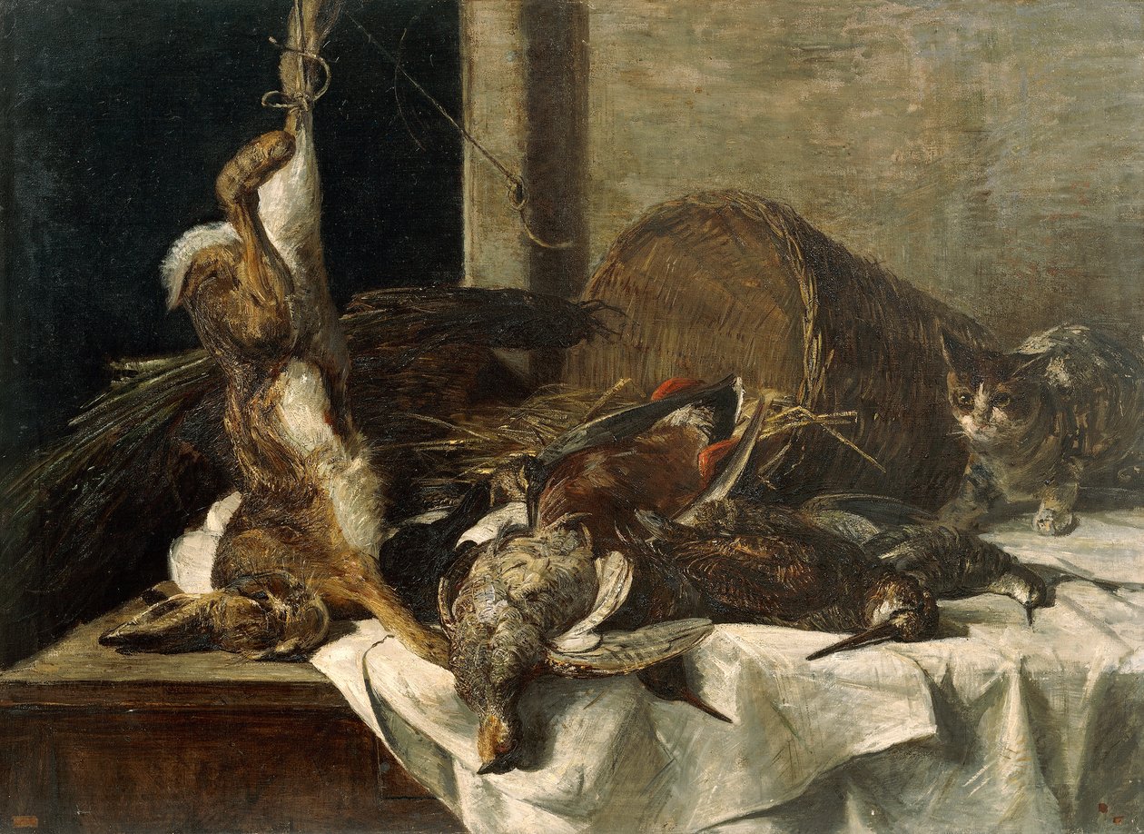 Stilleben med caggiagione (olie på lærred) af Francesco Paolo Palizzi