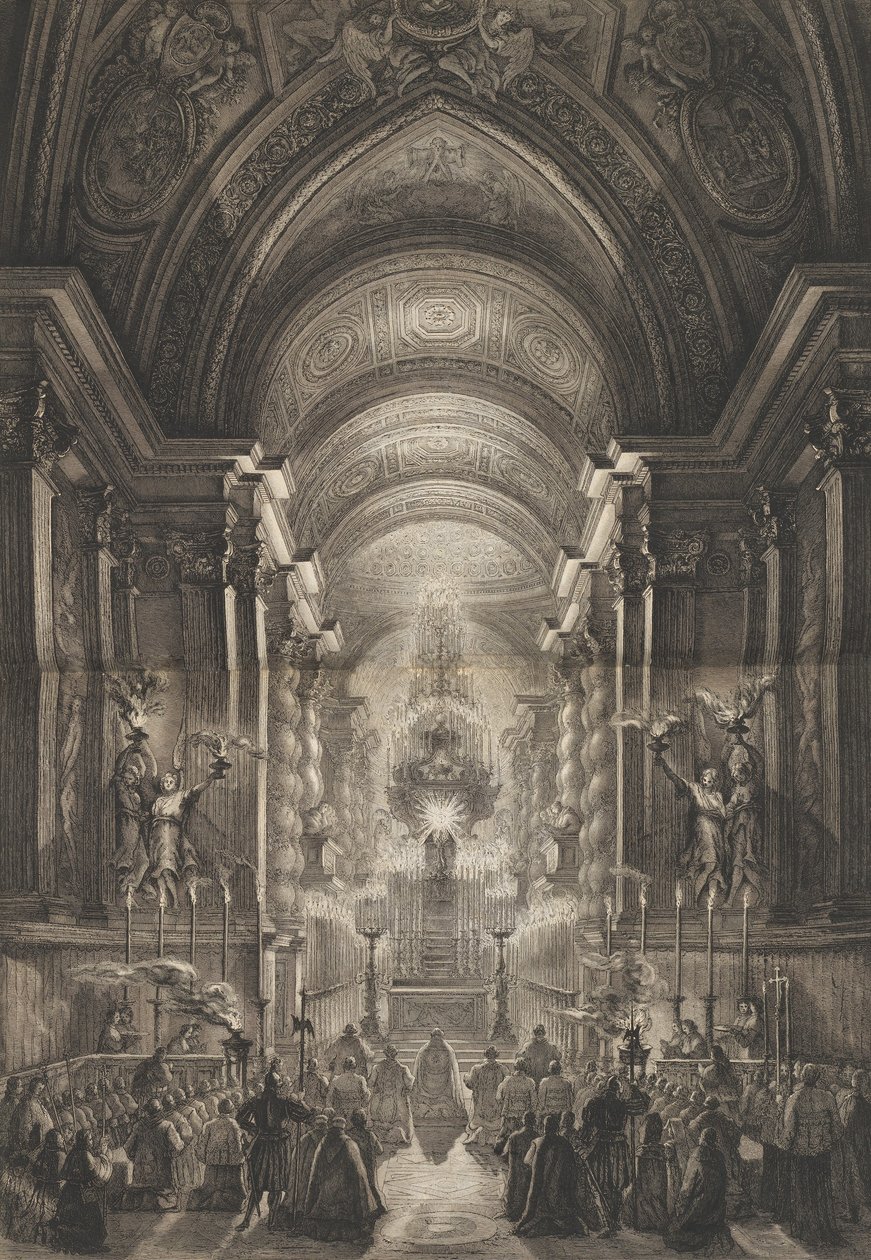 Ceremoni afholdt i Cappella Paolina, Vatikanet, 1787. af Francesco Piranesi
