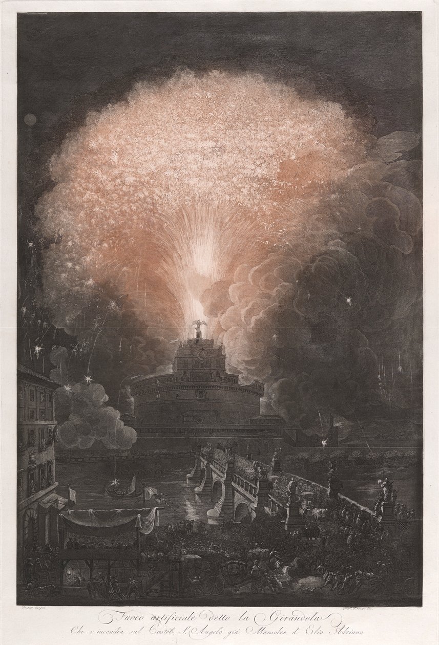 Kunstig ild kendt som Pinwheel som s af Francesco Piranesi