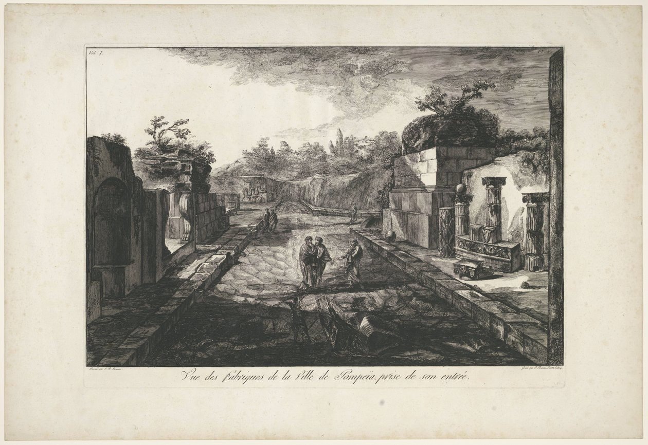 Udsigt over ruinerne af Pompeji Udsigt over fabrikkerne i byen Pompeia, taget fra dens indgang (titel på objekt) af Francesco Piranesi