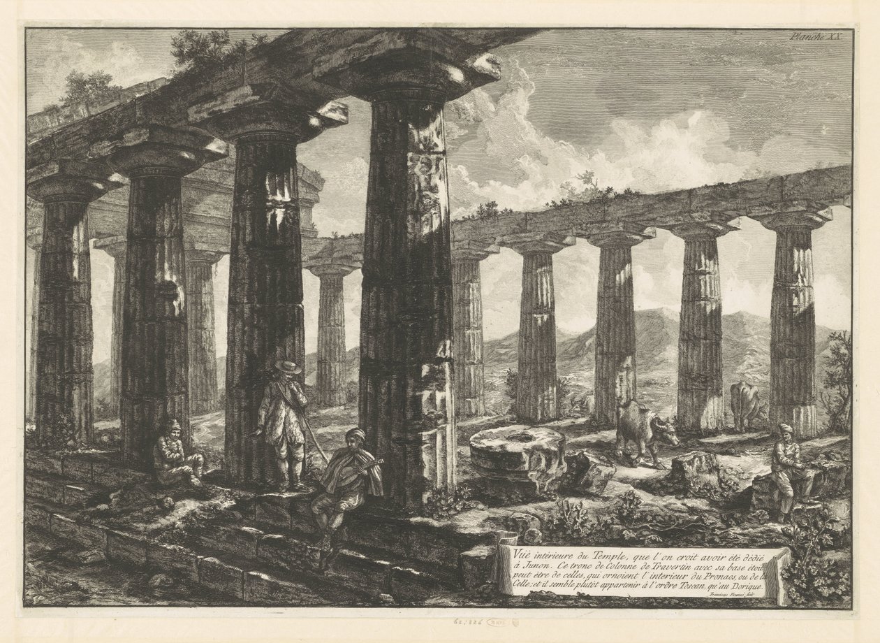 Junos tempel i Paestum Vue intérieure du Temple, que l
