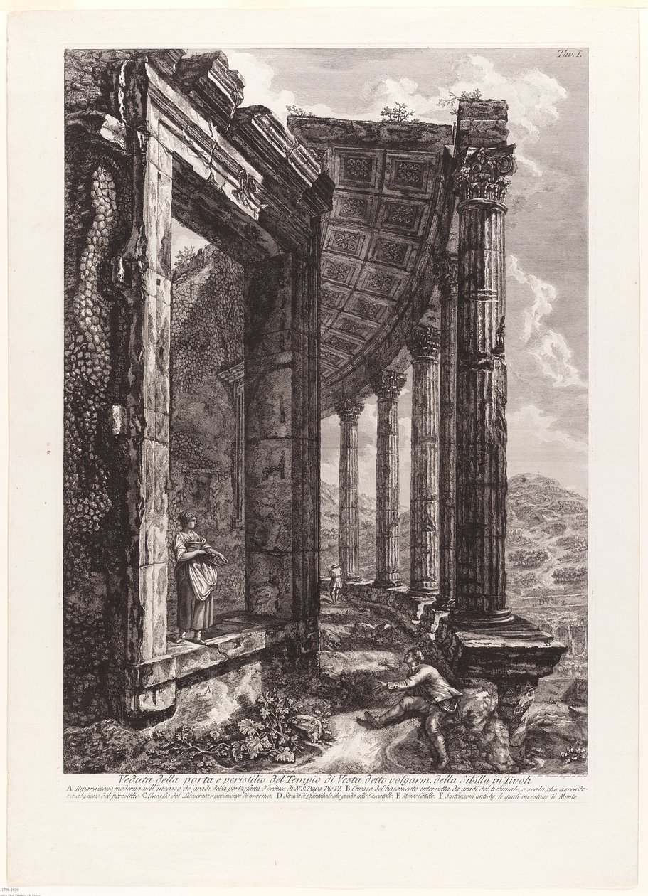 Udsigt over døren og Peristyle af Vesta-templet af Francesco Piranesi