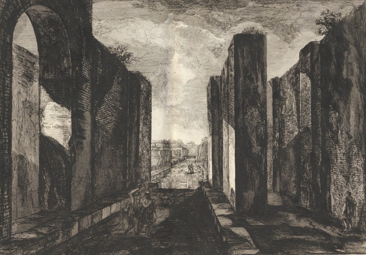 Udsigt over det indre af byen Pompeji, fra Antiquités de Pompeïa, tome premier, Ant..., 1804. af Francesco Piranesi