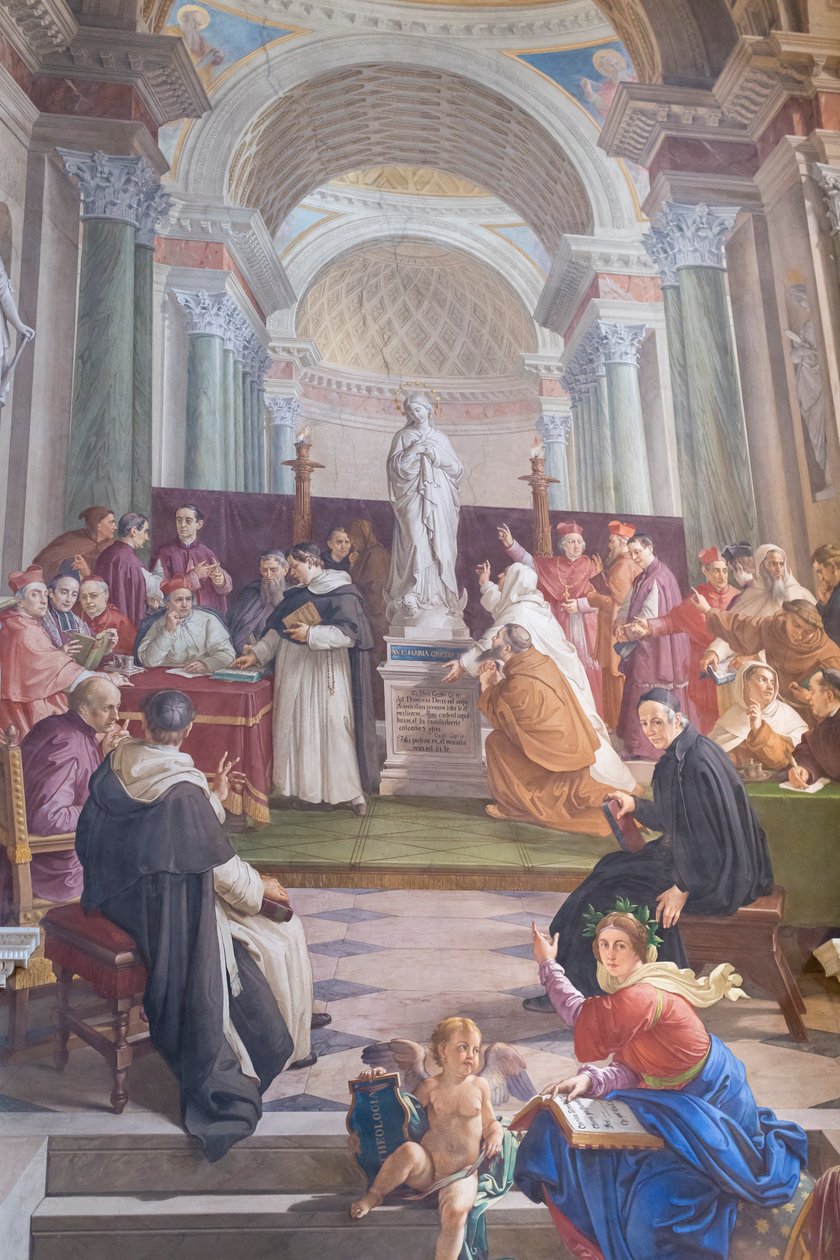 Diskussion om den ubesmittede undfangelse (fresko) (detalje af 3362150) af Francesco Podesti