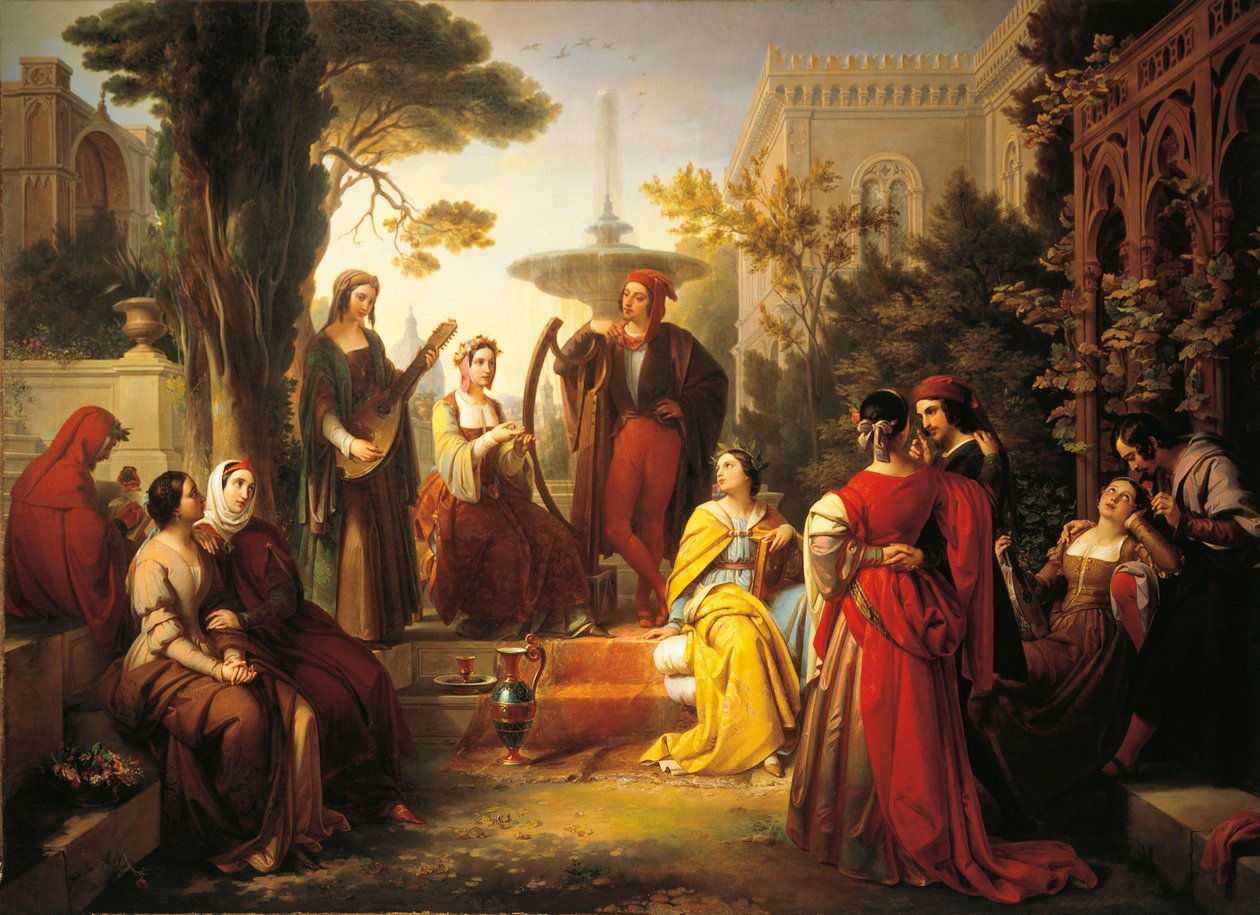Italien, Treviso, Decamerons historiefortællere af Francesco Podesti