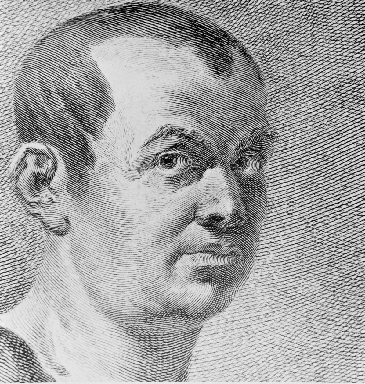 Portræt af Giovanni Battista Piranesi 1720-78 1750, kobberstik sort foto detalje af 136353 af Francesco Polanzani