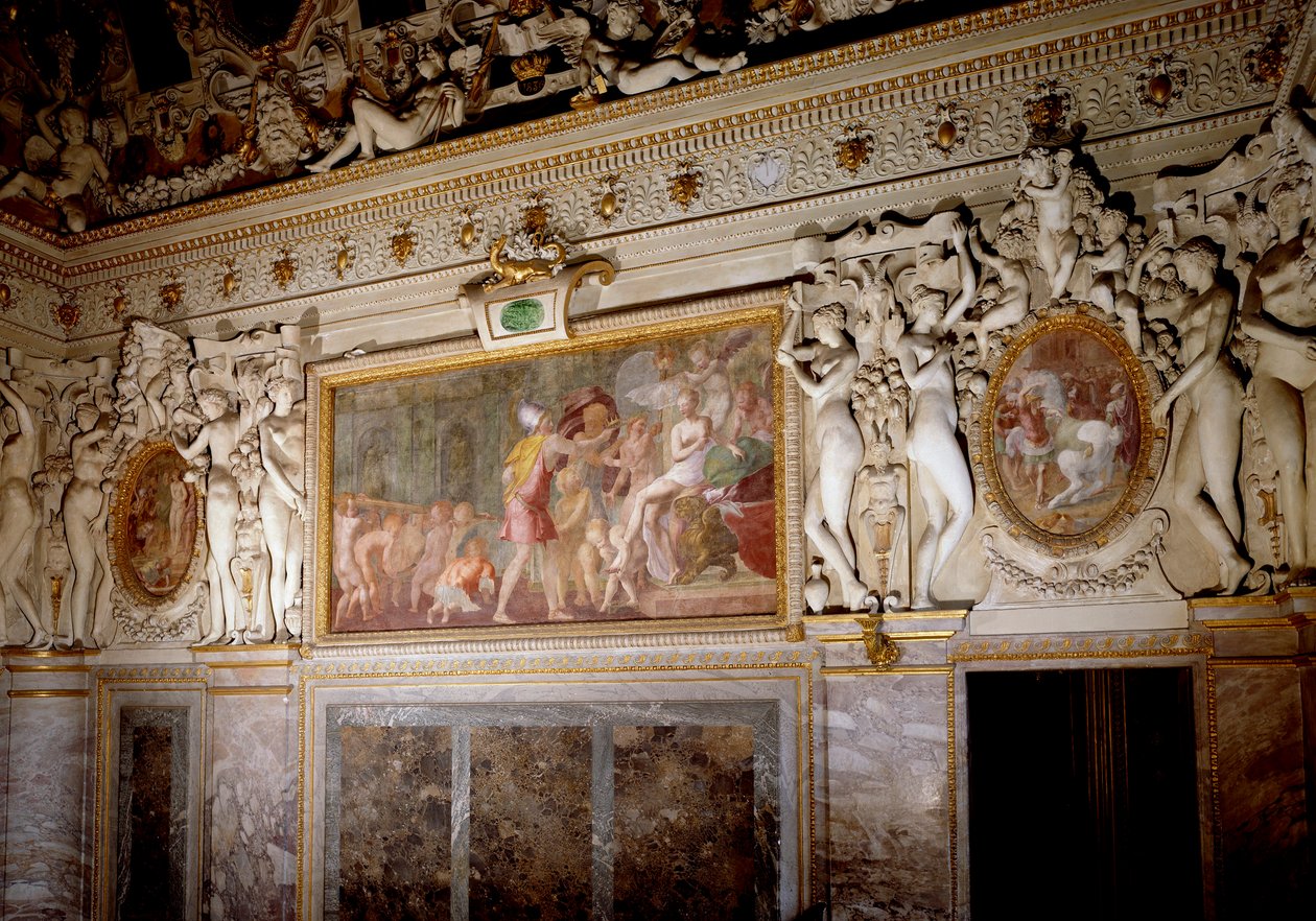 Arkitektur: detalje af værelset hos Anne de Pisseleu, hertuginden af Etampes (1508-1580), Francois I