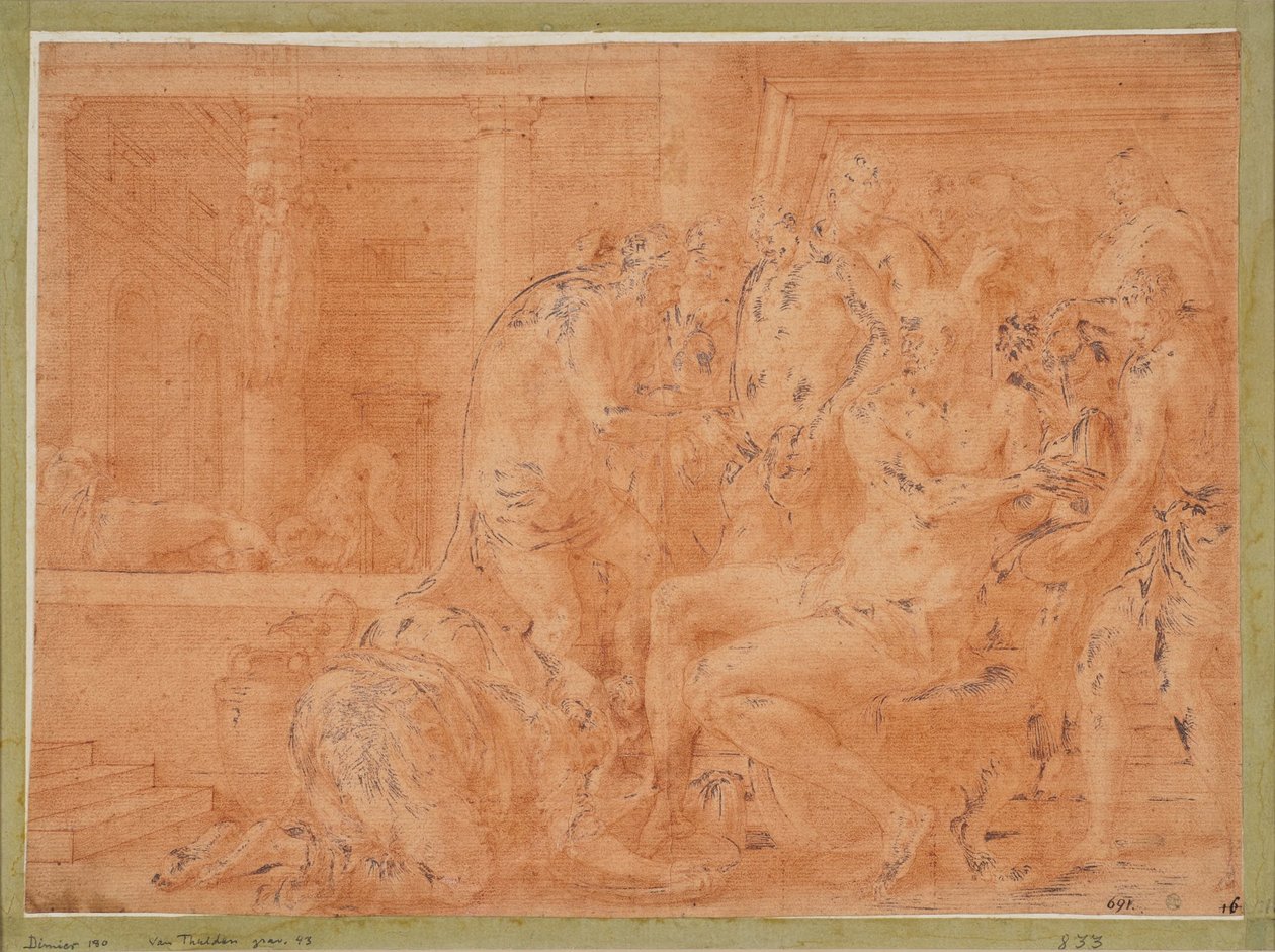 Odysseus wäscht seine Hände af Francesco Primaticcio
