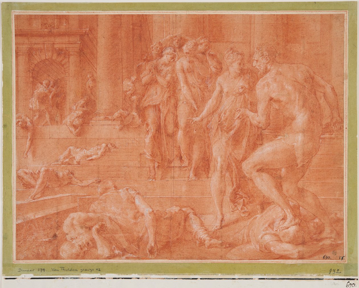 Odysseus befiehlt die Tötung von Penelopes Dienern af Francesco Primaticcio